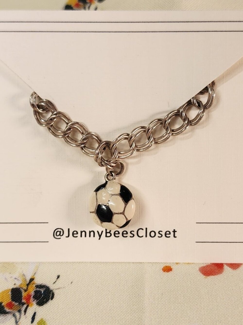 Jonette Jewelry Company 7 inch Silver-Tone Charm Bracelet with Soccer Ball Charm